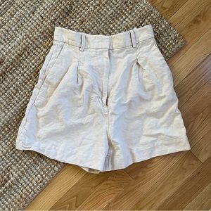& Other Stories linen/cotton high waisted tan shorts Sz 4